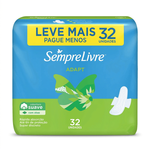 Absorvente Sempre Livre Adapt Suave com Abas 32 Unidades