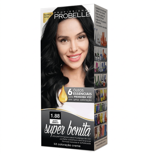 Tintura de Cabelo Probelle Super Bonita Cor 1.88 Preto Azulado