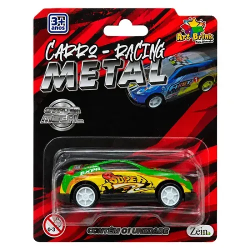 Brinquedo Infantil Carro Racing de Metal Roda Livre 7cm