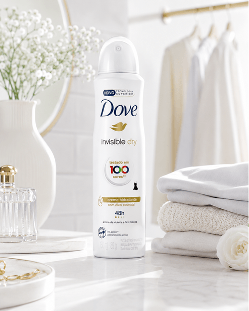 Desodorante Aerosol Feminino Dove Invisible Dry Violeta e Frésia Branca 200ml