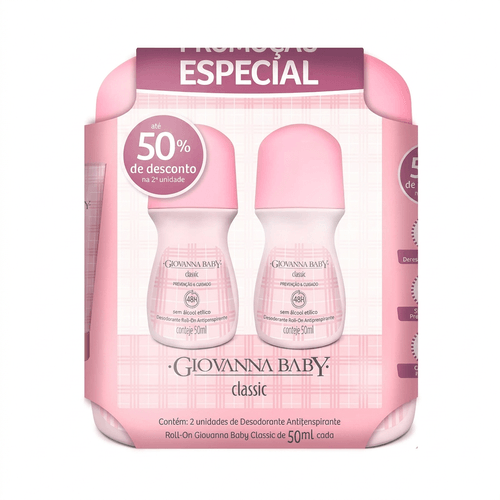 Kit Desodorante Roll-On Feminino Giovanna Baby Classic 2 Unidades