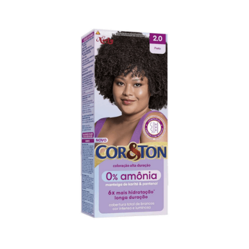 Tintura de Cabelo Niely Cor&amp;Ton 0% Amônia Cor 2.0 Preto