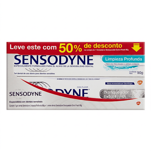 Kit Creme Dental Sensodyne Limpeza Profunda e Branqueador Extra Fresh 180g 2 Unidades