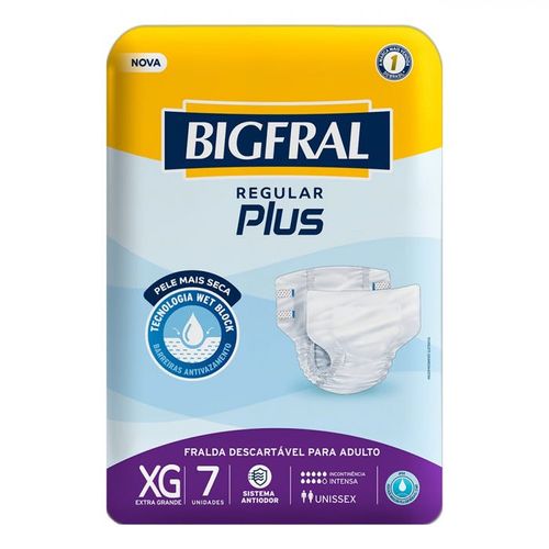 Fralda Geriátrica Bigfral Plus Regular XG com 7 Unidades
