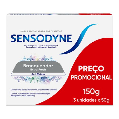 Creme Dental Sensodyne Branqueador Extra Fresh 3 Unidades 90g