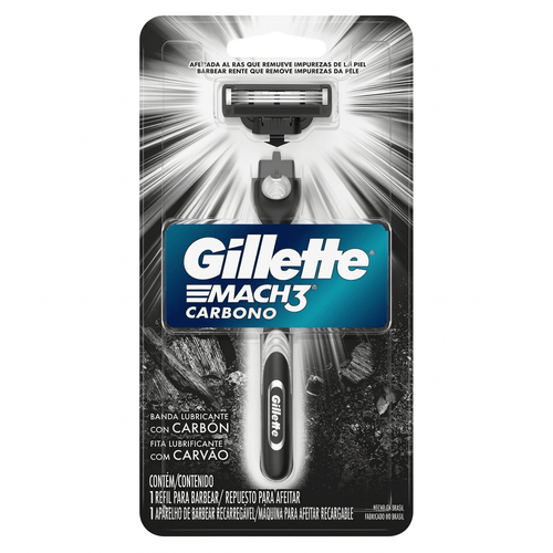 Aparelho de Barbear Masculino Gillette Mach3 Carbono 1 Unidade