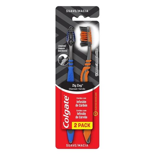 Escova Dental Colgate Zig Zag Carvão 2 Unidades