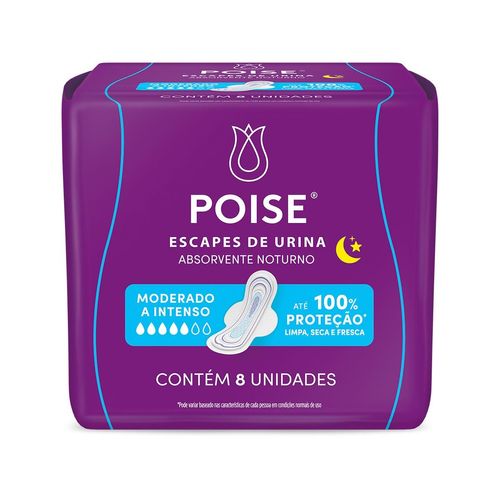 Absorvente Poise Noturno Escape de Urina com Abas 8 Unidades