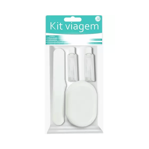 Kit de Viagem Prático Higiene Pessoal Porta Escova Saboneteira Shampoo e Condicionador 4 Unidades