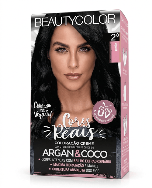 Tintura de Cabelo Beauty Color Cor 2.0 Preto 204g
