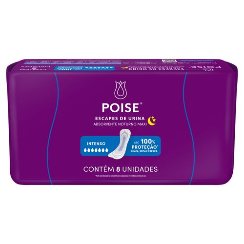 Absorvente Poise Noturno Maxi sem Abas 8 Unidades