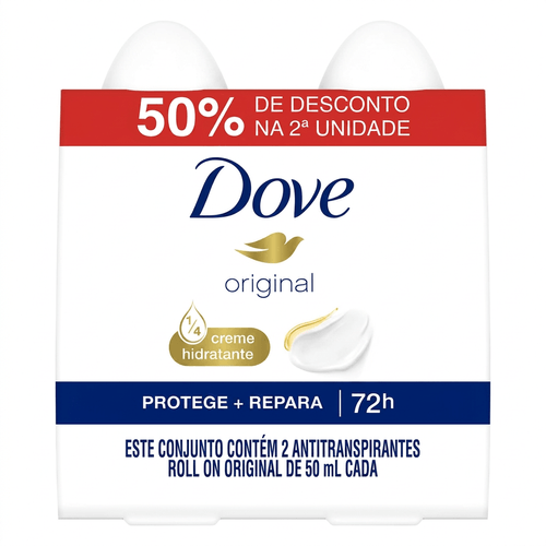 Kit Desodorante Roll-On Feminino Dove Original 2 Unidades 50ml