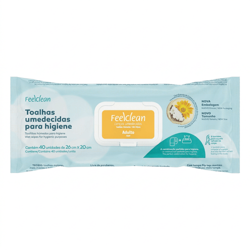 Lenço Umedecidos Feelclean Adulto - 40 Unidades
