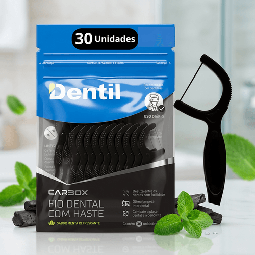 Fio Dental com Haste Dentil Carbox Menta 30 Unidades