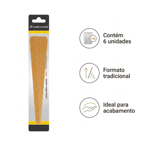 Lixa para Unhas Bonitta Cor Parda 6 Unidades