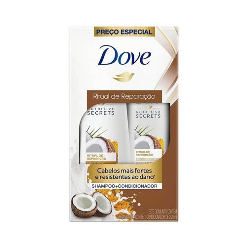Kit Dove Ritual de Reparação Óleo de Coco e Cúrcuma Shampoo 350ml + Condicionador 175ml