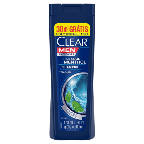 Shampoo Masculino Clear Anticaspa Ice Cool Menthol 200ml