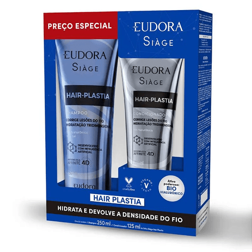 Kit Eudora Siáge Hair Plastia Shampoo 250ml + Condicionador 125ml