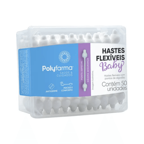 Hastes Flexíveis Polyfarma Baby 50 Unidades