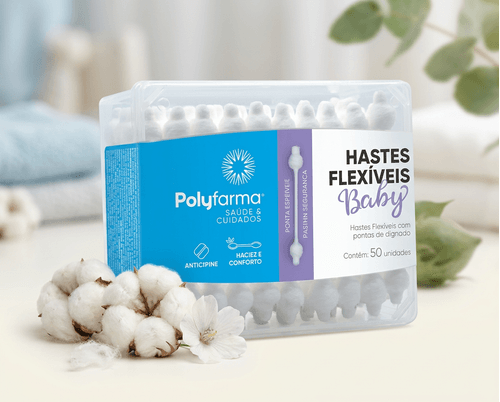 Hastes Flexíveis Polyfarma Baby 50 Unidades