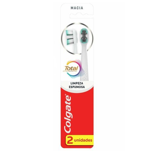 Escova Dental Colgate Total Foaming Clean Cerdas Macias 2 Unidades