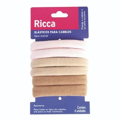 Elásticos para Cabelos Ricca Cor Nude 6 Unidades