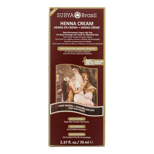 Tintura de Cabelo Surya Brasil Henna Creme Cor Castanho Escuro 70ml