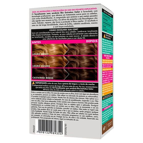 Tonalizante Bio Extratus Color Cor 67 Louro Escuro Chocolate 135g