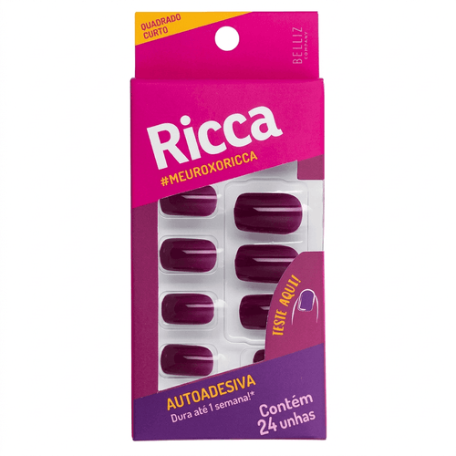 Unhas Postiças Belliz Stick & Go Cor Roxo Ametista 24 Unidades