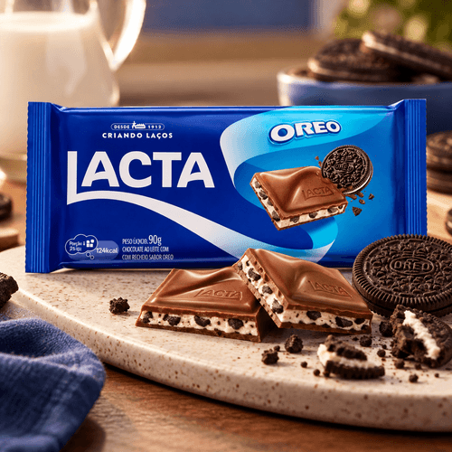 Barra de Chocolate Lacta ao Leite com Recheio Oreo 90g