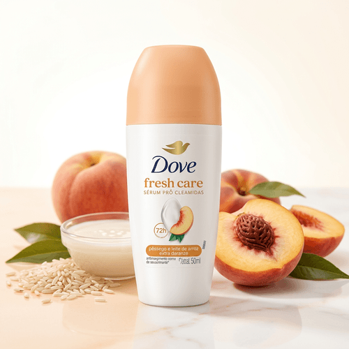 Desodorante Roll-On Dove Fresh Care Pêssego e Leite de Arroz 50ml