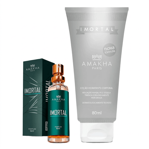 Kit Perfume e Hidratante Masculino Amakha Paris Imortal 15ml e 80ml