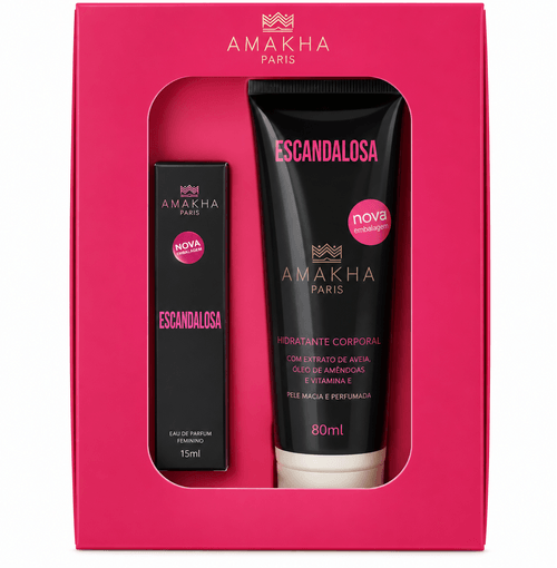 Kit Perfume e Hidratante Feminino Amakha Paris Escandalosa 15ml e 80ml