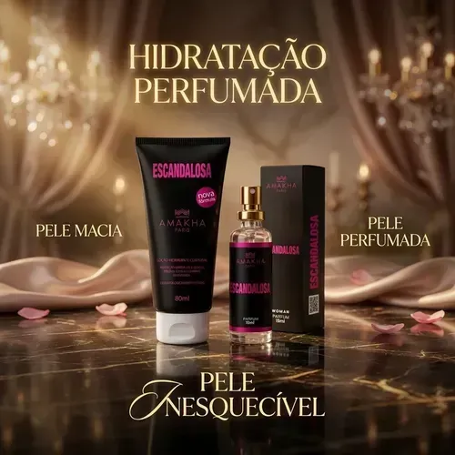 Kit Perfume e Hidratante Feminino Amakha Paris Escandalosa 15ml e 80ml