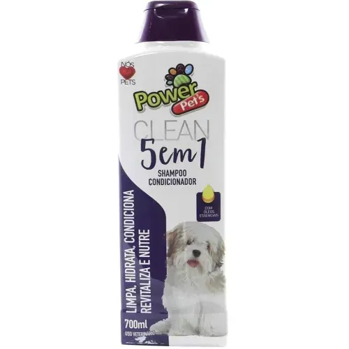 Shampoo e Condicionador Power Pets Clean 5 em 1 700ml