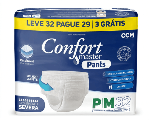 Fralda Geriátrica Confort Master Pants P/M 32 Unidades