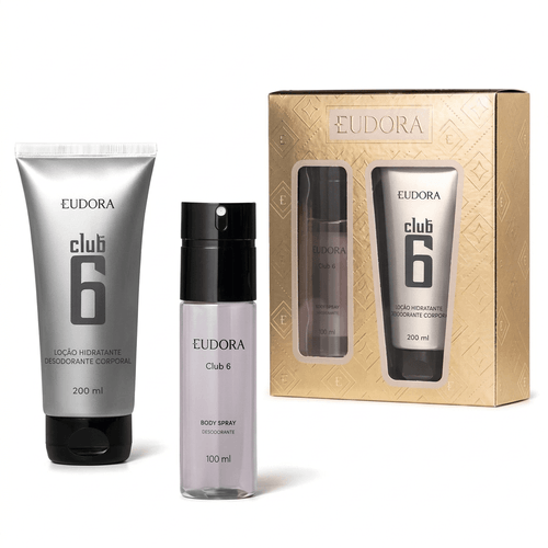 Kit Eudora Men Club 6 Body Spray 100ml + Loção Corporal 200ml