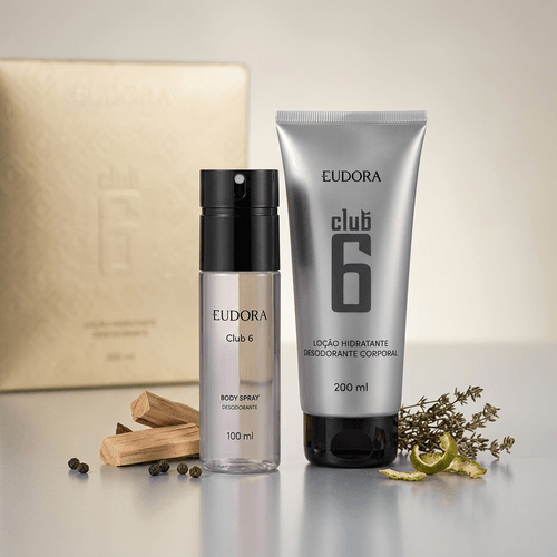 Kit Eudora Men Club 6 Body Spray 100ml + Loção Corporal 200ml