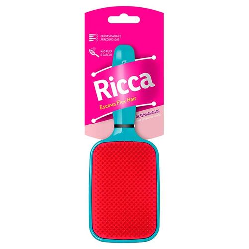 Escova de Cabelo Ricca Raquete Flex Cor Azul 1 Unidade