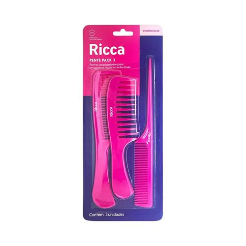 Kit Pentes Ricca Basic Pack Cor Rosa 3 Unidades
