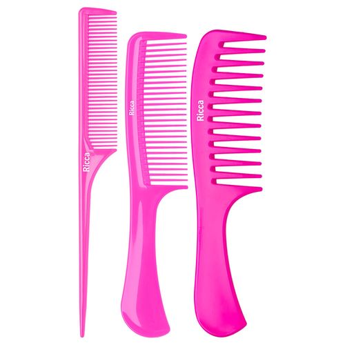 Kit Pentes Ricca Basic Pack Cor Rosa 3 Unidades