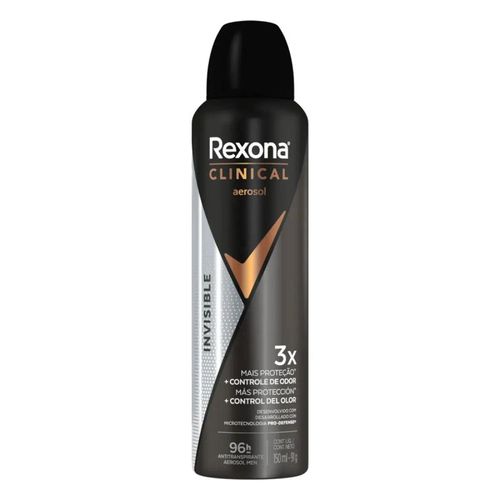 Desodorante Aerosol Masculino Rexona Clinical Invisible 150ml