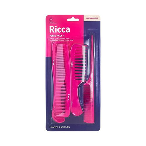 Kit Pentes Ricca Basic Pack Cor Rosa 4 Unidades