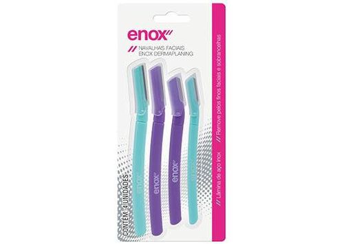 Navalha Facial Ricca Enox Dermaplaning Cor Azul e Roxo 4 Unidades