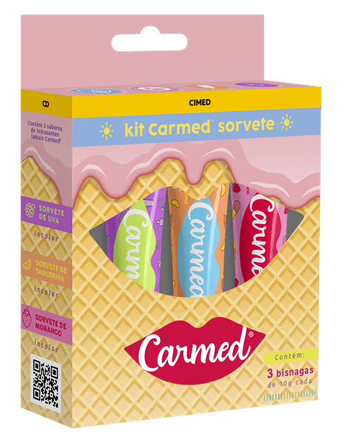 Kit Hidratante Labial Carmed Sorvete 3 Unidades