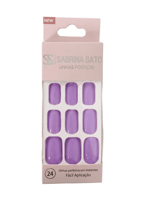 Unhas Postiças Autocolantes Sabrina Sato Cor Lilás 24 Unidades
