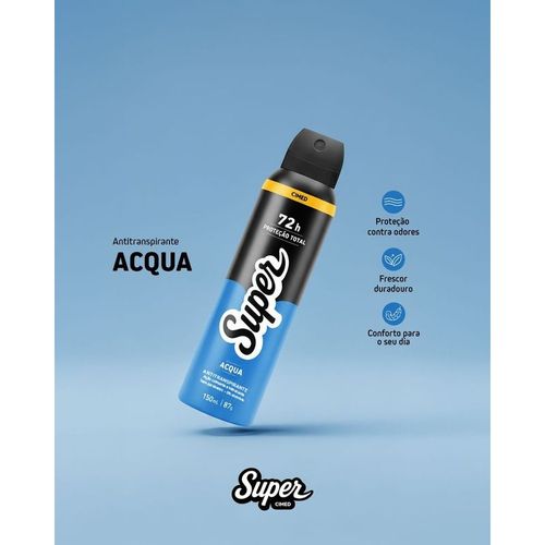 Desodorante Aerosol Unissex Cimed Super Acqua Fragrância Fresca 150ml