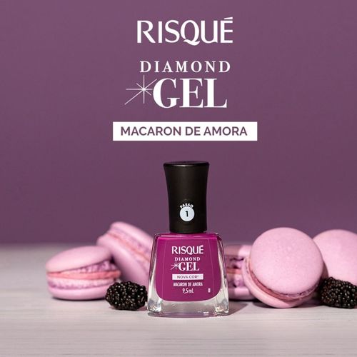 Esmalte Risqué Diamond Gel Cor Macaron de Amora 9,5ml