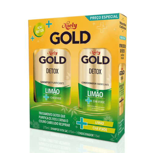 Kit Niely Gold Detox Shampoo 275ml + Condicionador 175ml