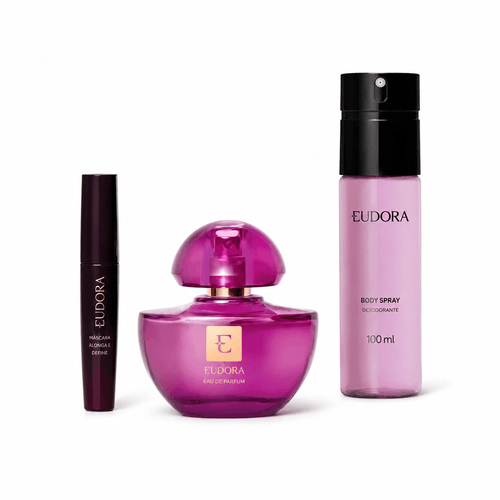 Kit Eudora Sublime Body Spray 100ml + Eau de Parfum 35ml + Batom Cor Vinho 3 Unidades